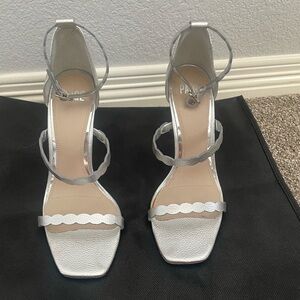 PAIGE Metallic Silver Strappy Heels